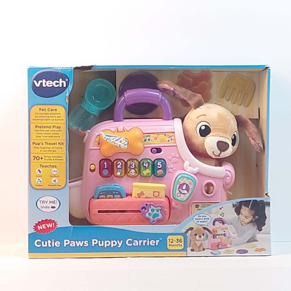 VTech Cutie Paws Puppy Carrier Plush Plastic with Accessorie Toddler Toy NWT